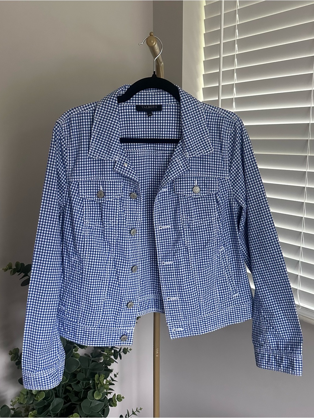 Talbots Blue Gingham Cotton Jacket